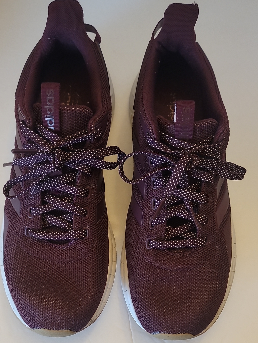 Adidas Burgundy Mesh Sneakers with White Sole. Cloudfoam, Women's Size 9.